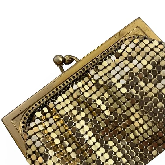 Gold Tone Metal Mesh Coin Purse by Whiting & Davis - Picture 2 of 6